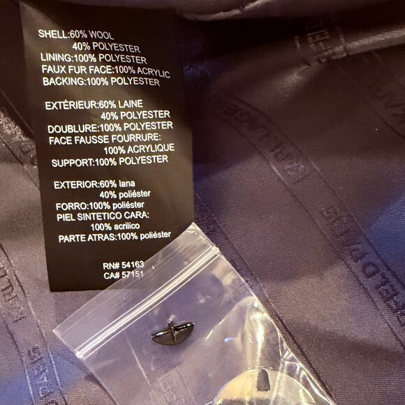 KARL LAGERFLED PARIS GRAY WOOL BLEND COAT WITH FAUX FUR COLLAR ~ NWT - Picture 9 of 12